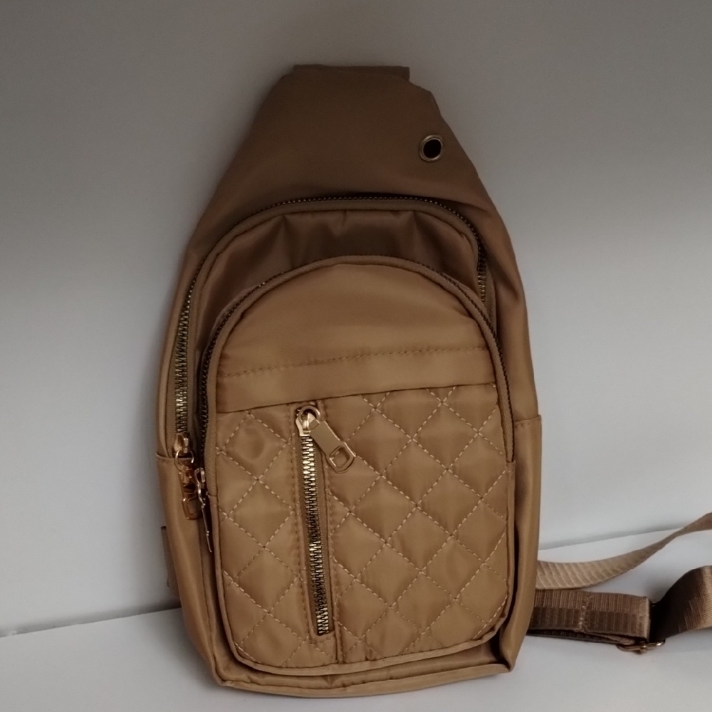 Elegant Tan Quilted Belt Bag for Men